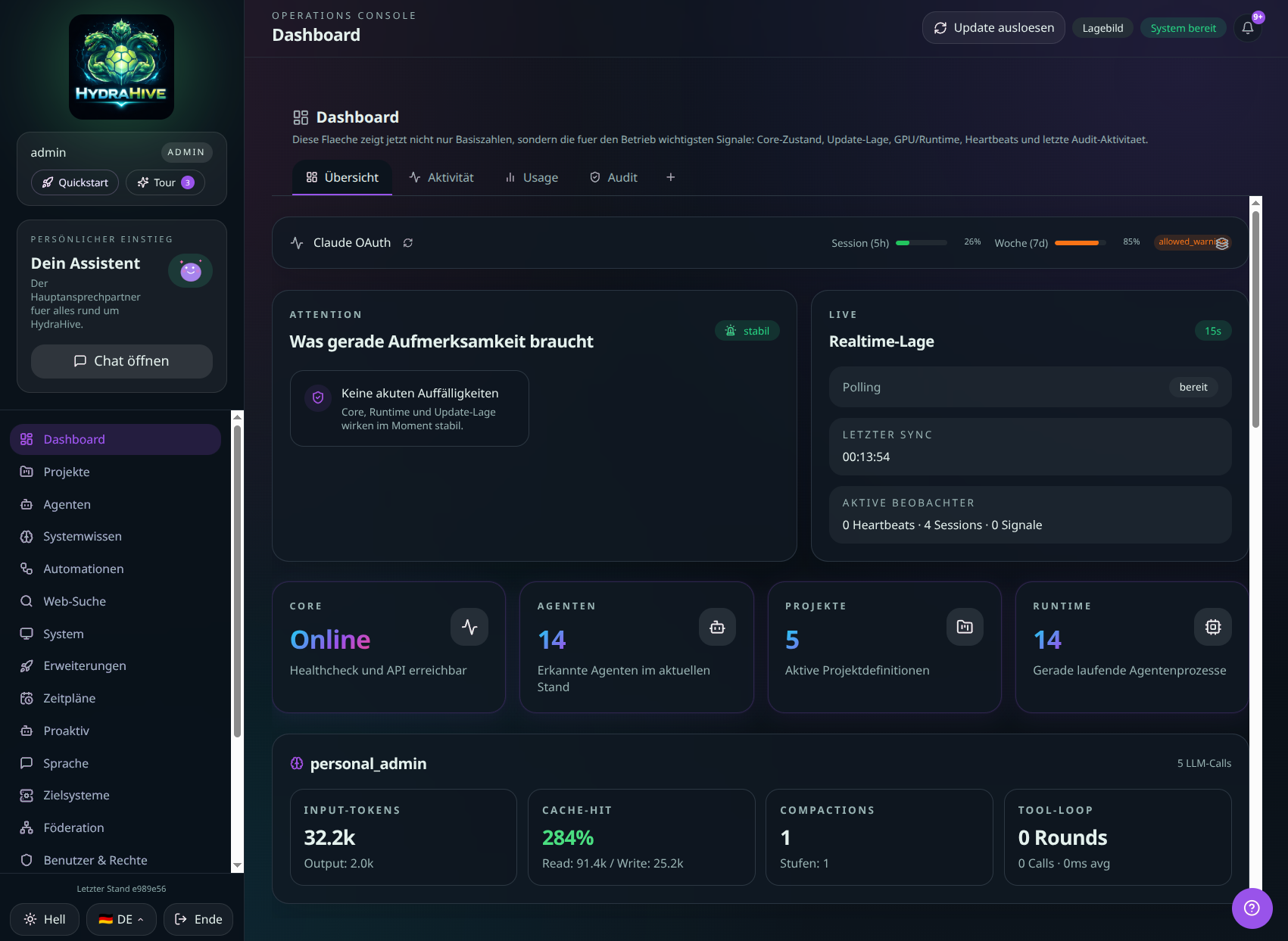 HydraHive Dashboard